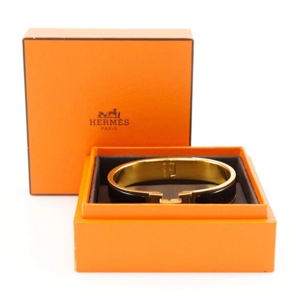 HERMES Click H Bangle black Plated Gold 34.3g Women - Picture 9 of 12